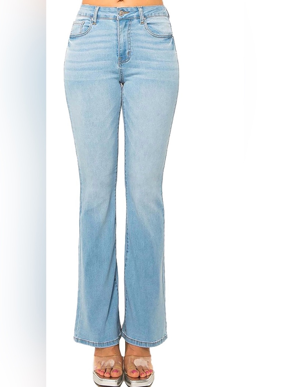 Wax Jean High Rise Bootcut Jeans Light Wash Stretch Denim Size S 27